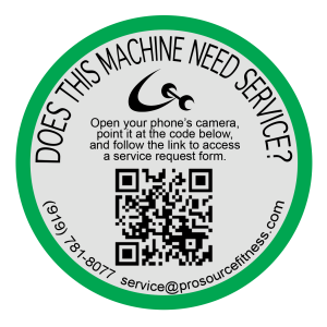 The Quick Response Sticker is applied to each machine for easy access.